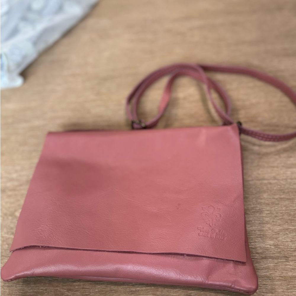 Elegant Pink Italian Leather Crossbody Bag